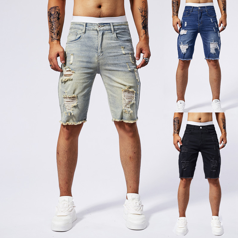 Streetwear Brands - 2025 Zomer Nieuwe mannen Gescheurde Denim